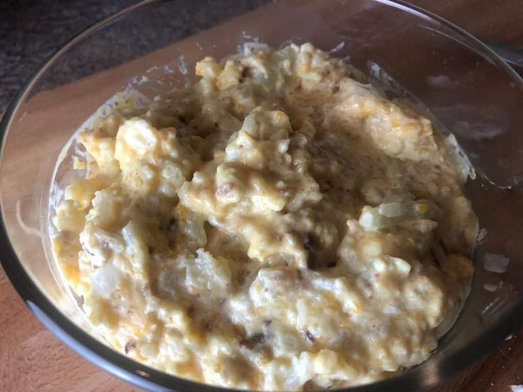 cauliflower mac and cheese right before adding cheese to top